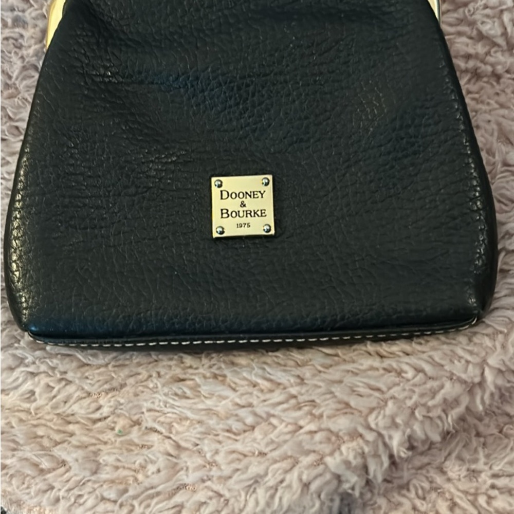 Dooney & Bourke Black Pebble Leather Crossbody with Gold Logo Plate